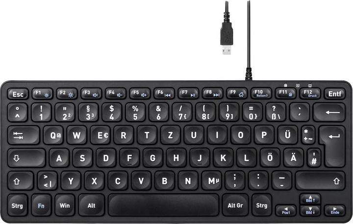 Produktbild Perixx PERIBOARD-432B DE, Mini-Tastatur, USB kabelgebunden, schwarz (DE, Kabelgebunden)