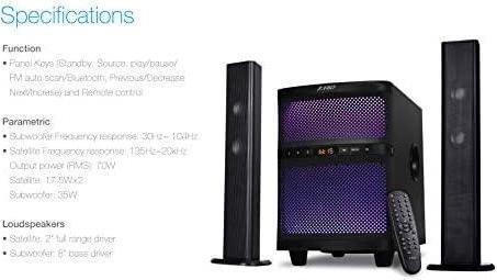 Image du produit Fenda Multimédia - Haut-parleur F&D T-200X (17.5Wx2+35W (RMS), Subwoofer Réponse en fréquence : 30Hz104 (1 paire, 70 W)