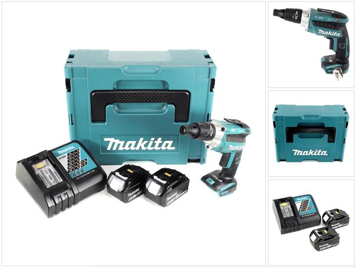Actual product image Makita DFS 251 RTJ Battery Drywall Screwdriver 18V Brushless + 2x Battery 5,0Ah + Charger + Makpac (Rechargeable battery operated)