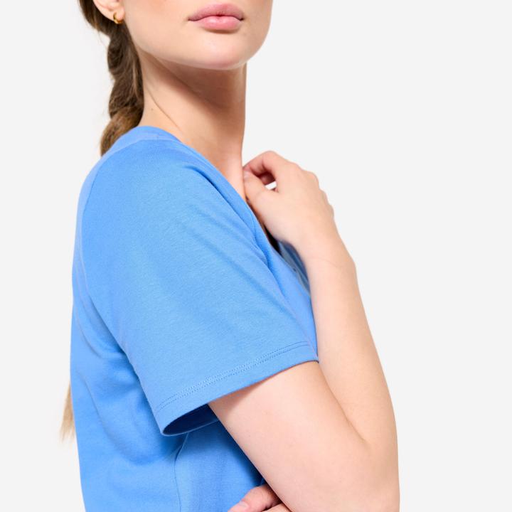 Actual product image Domyos T-Shirt Damen V-Ausschnitt Baumwolle - blau (S)