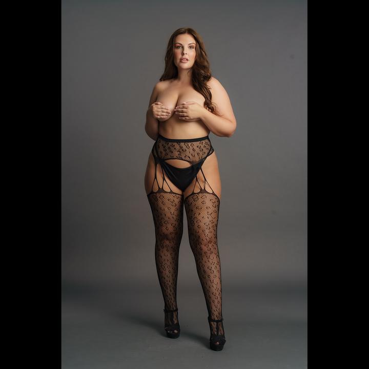 Produktbild Le Désir Suspender Leopard Pantyhose - OSX (Plus Size)