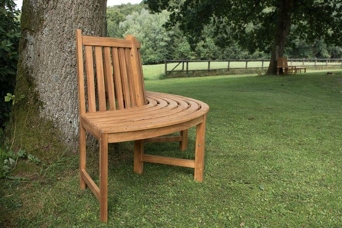 Produktbild Swisshandel24 Baumbank Male 206cm halbrund mit Rückenlehne, braun
