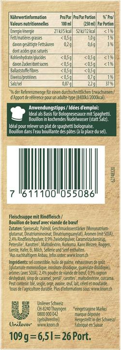 Nährwerte und Zutaten Knorr Fleisch Bouillon (5000 ml)