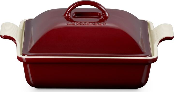 Produktbild Le Creuset Auflaufform Tradition Deckel aus Steinzeug quadratisch Garnet