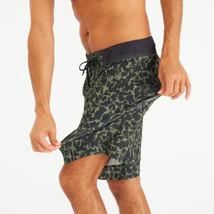 Actual product image Olaian Boardshorts Surfen Herren lang 900 20" Morpho Army grün (44)