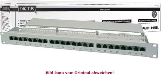 Produktbild Digitus CAT 5e Class D Patch Panel geschirmt 16-Port RJ45 8P8C LSA 1HE Rack Mount Farbe Grau RAL 7035