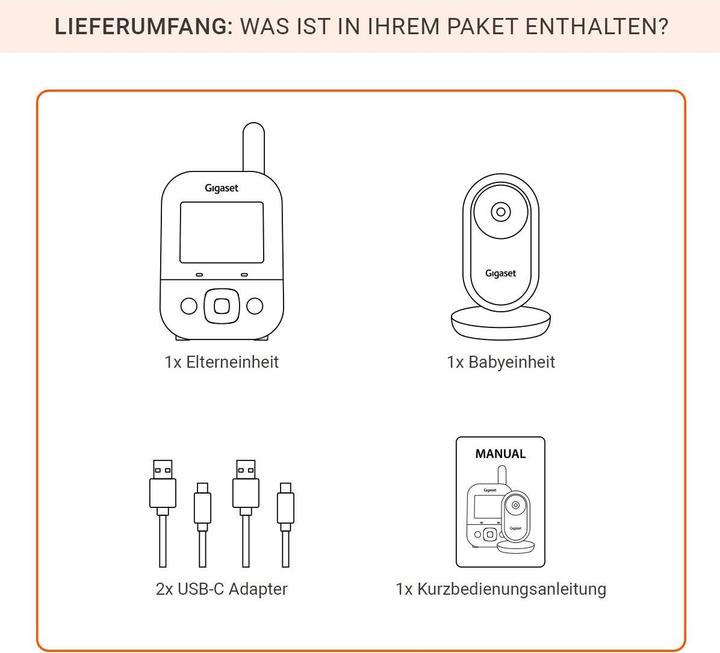 Produktbild Gigaset Baby 300 Video-Babyphone cream white/warm grey (Babyphone mit Kamera, 300 m)