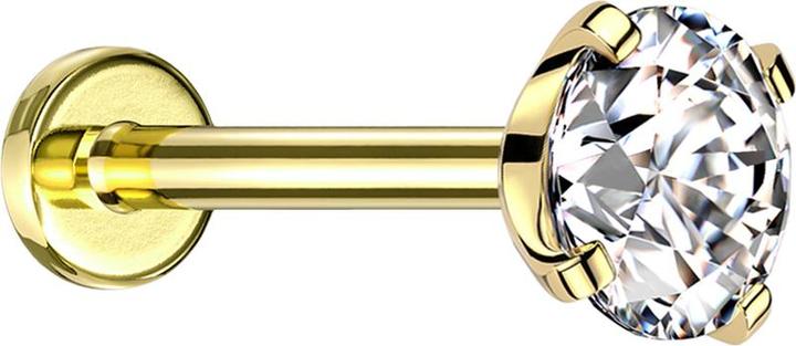 Produktbild Hollywood Body Jewelry Micro Threadless Labret vergoldet mit Kristall silber gefasst (ohne Messing, Chirurgenstahl 316L)