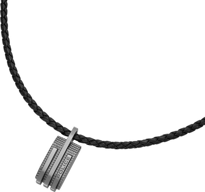 Police Gripcord Halskette (Edelstahl, Leder)