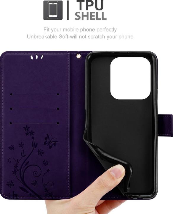Produktbild Cadorabo Hülle für Xiaomi RedMi Note 14 5G mit Blumen Muster (Xiaomi Redmi Note 14 5G)