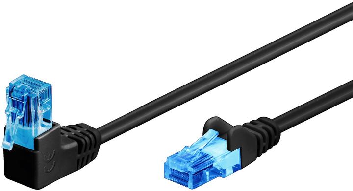Produktbild Goobay CAT 6A Patchkabel 1x 90° gewinkelt, U/UTP, Schwarz, 2 m (U/UTP, CAT6a, 2 m)