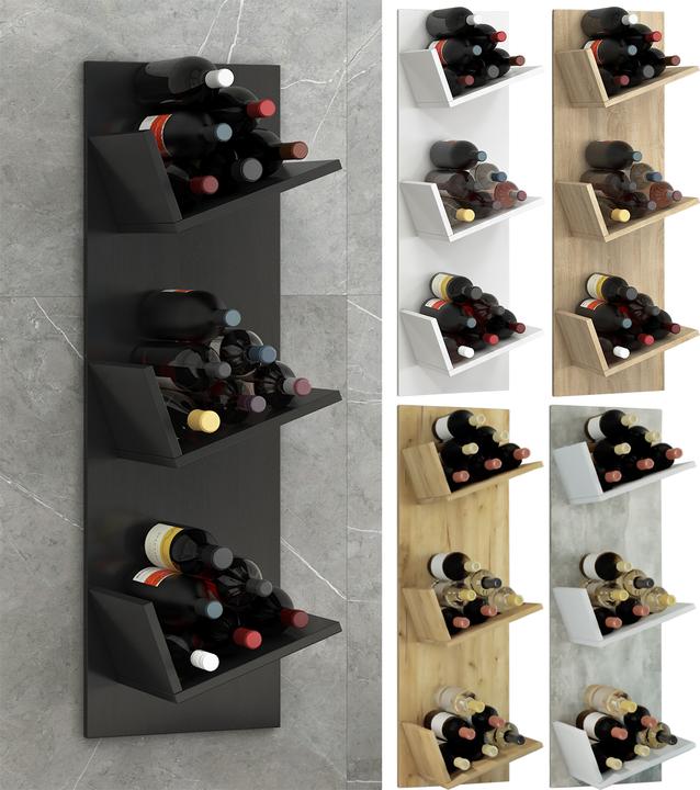 Image du produit VCM Casier à vin mural en bois pour bouteilles Vinosi (33 x 26 x 106 cm, 18 Fl.)
