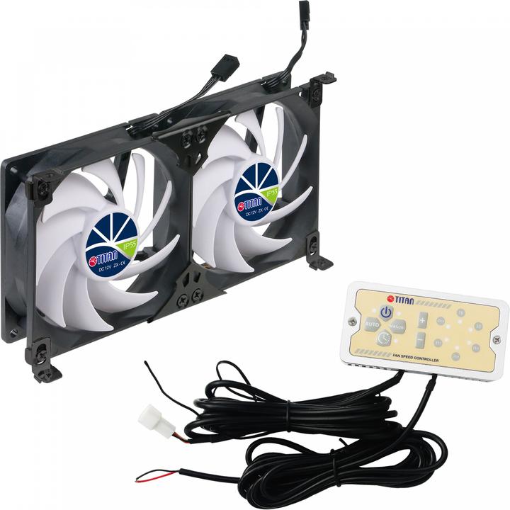 Produktbild Titan TTC-SC22(C)/V2+ Kühlschrank-Doppellüfter 140x25mm IP55 für Campingfahrzeuge, mit Gleichrichter (28 dB)