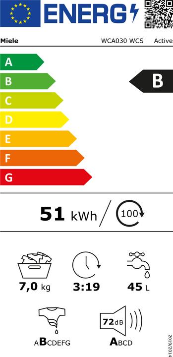 Etichetta energetica Miele WCA030WCS (7 kg, A destra)