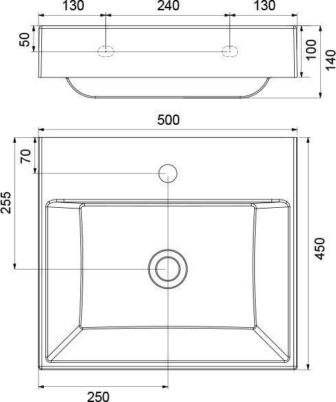 Productafbeelding Ravak Wastafel Naturel, 50 cm (450 mm, 500 mm)