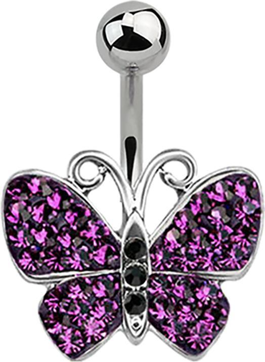 Star Piercing Banane silber Schmetterling violett (ohne Messing, Chirurgenstahl 316L)