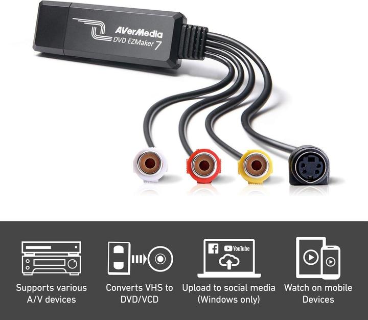 Immagine prodotto AVerMedia DVD EZMaker 7 (USB 2.0, DVB-S, DVB-T2, segnale TV analogico, DVB-S2, DVB-C, DVB-T)