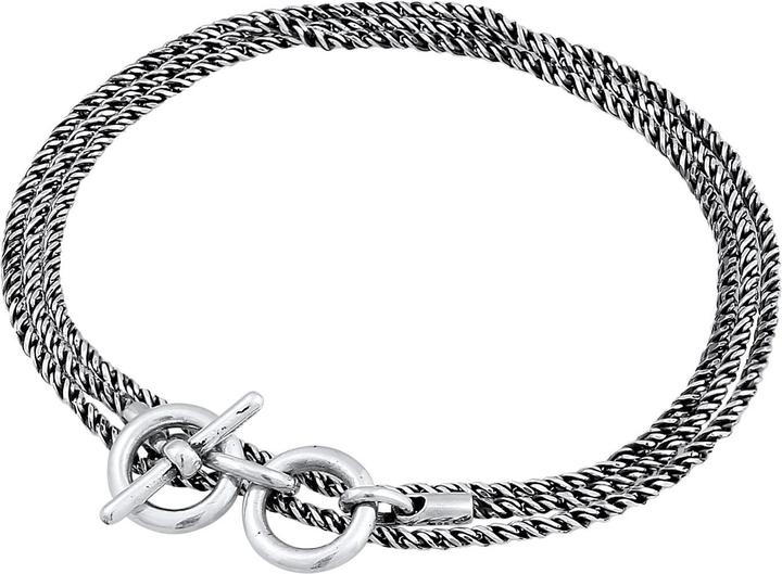 Immagine prodotto Kuzzoi Bracciale Uomo Collana in corda T-Bone Ossidato Argento 925 (19 cm, Argento 925)