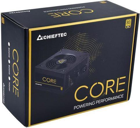 Actual product image Chieftec ATX PSU Core series BBS-600S, 12cm fan, 600W, 80 PLUS® Gold, Active PFC (600 W)