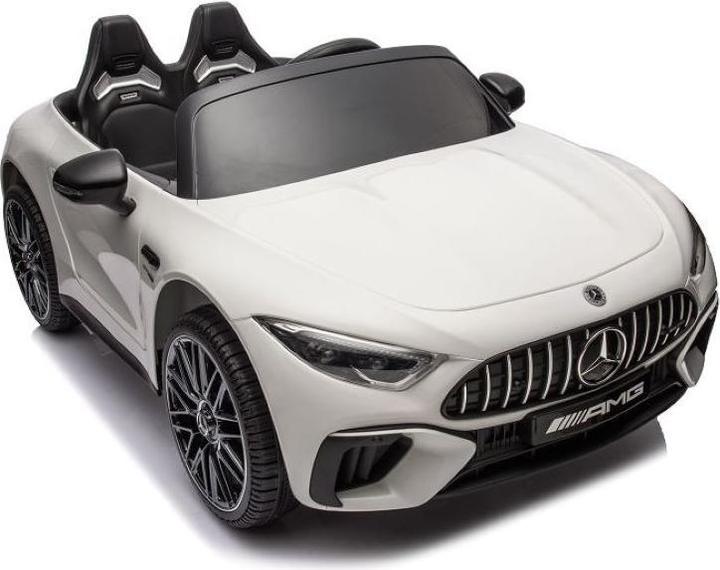 Es-toys Kinderfahrzeug - weiss - Elektro Auto Mercedes SL63 AMG - Lizenziert - MP3 + Ledersitz + EVA (12 V)