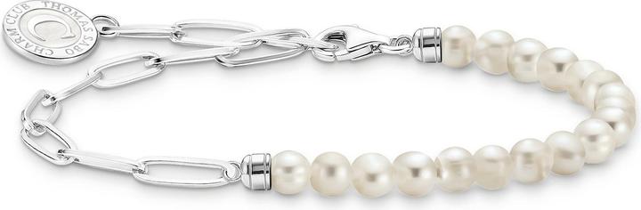 Immagine prodotto Thomas Sabo Bracciale Charm con perle bianche e catene d'argento (19 cm, Smalto, Argento 925)