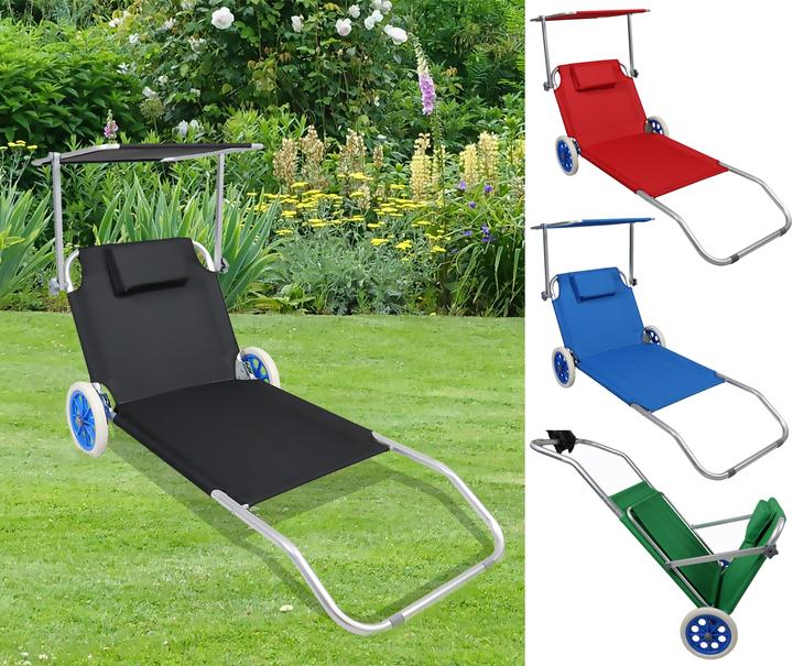 Immagine prodotto VCM Lettino con ruote e tettuccio parasole (165 cm)