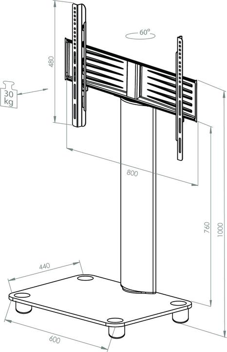 Produktbild VCM TV Standfuss mit Rollen (Universal, 69.69", 30 kg)
