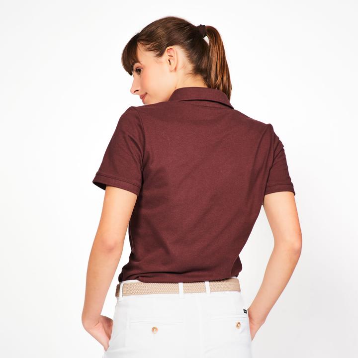 Actual product image Inesis Damen Golf Poloshirt kurzarm Baumwolle - MW500 dunkelbraun (L)