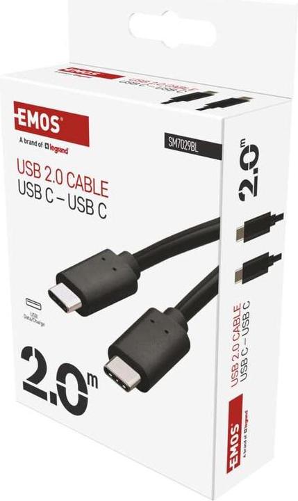 Produktbild Emos USB Kabel 2.0 C Stecker - USB C Stecker 2m, schwarz (2 m, USB 2.0, 100 W)