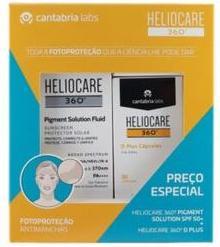 Actual product image Heliocare 360 D Plus Capsules 30 Count with Pigment Solution Fluid SPF50+ 50ml (Suntan cream, SPF 50+, 50 ml)