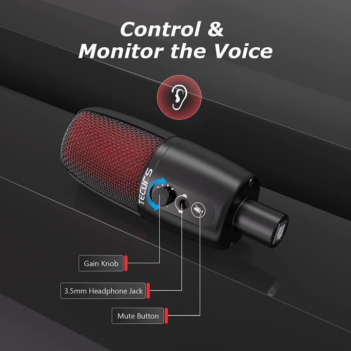 Actual product image Tecurs USB microphone with arm