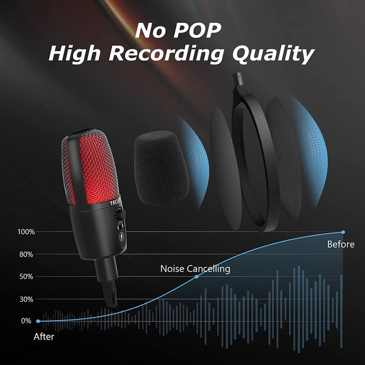 Actual product image Tecurs USB microphone with arm