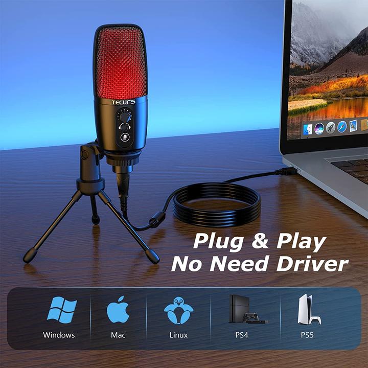 Actual product image Tecurs USB microphone with arm