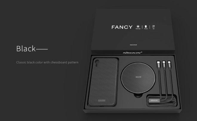 Actual product image Nillkin Fancy 3-in-1 box, hard case, charging cable and Qi charging station (Apple iPhone XR)