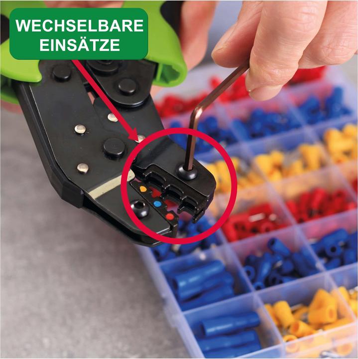 Produktbild Quadrios Multifunktions-Crimpzange für isolierte Kabelschuhe mit Quetschverbinder-Set