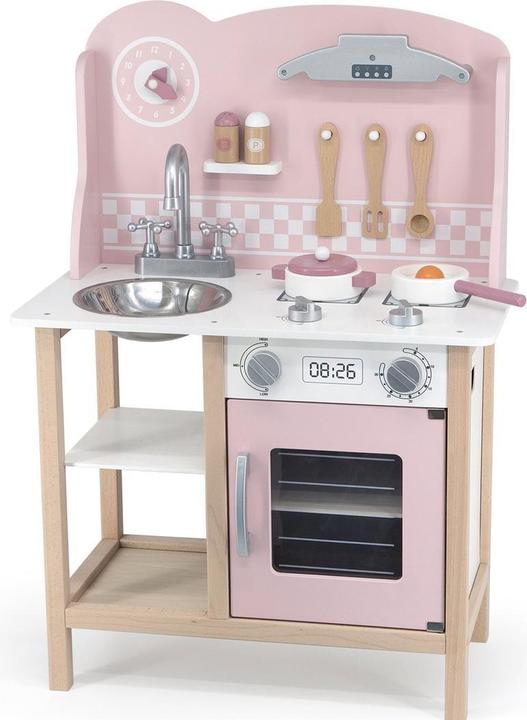 Viga Toys Wooden kitchen unit Eco with accessories PolarB, pink