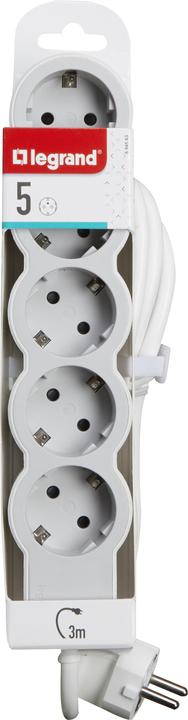 Actual product image Legrand Flat socket strip 5x socket, 3 metre cable white-grey 694563 (5 x, CEE 32/3, 3 m)