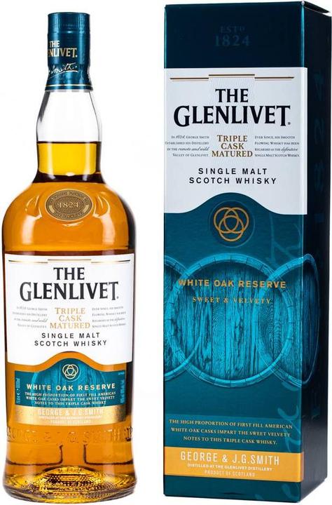 Actual product image The Glenlivet WHITE OAK RESERVE Triple Cask Matured Single Malt Scotch Whisky with Case (Single Malt, Scotch whisky)