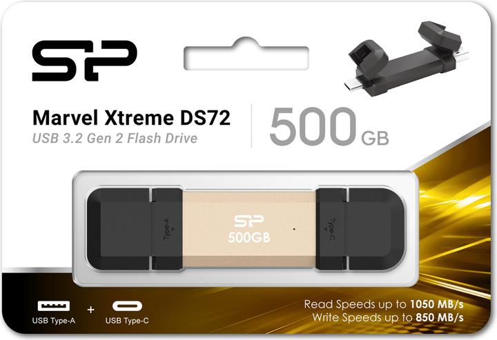 Immagine prodotto Silicon Power 500GB USB Stick USB Typ A+C 1050/850MB's gold (500 GB, USB-A, USB-C)