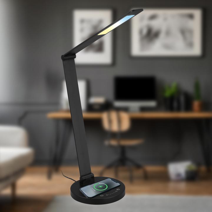 Image du produit Briloner CUMA CCT-LED lampe de table, noir, incl. station de recharge inductive (670 lm)