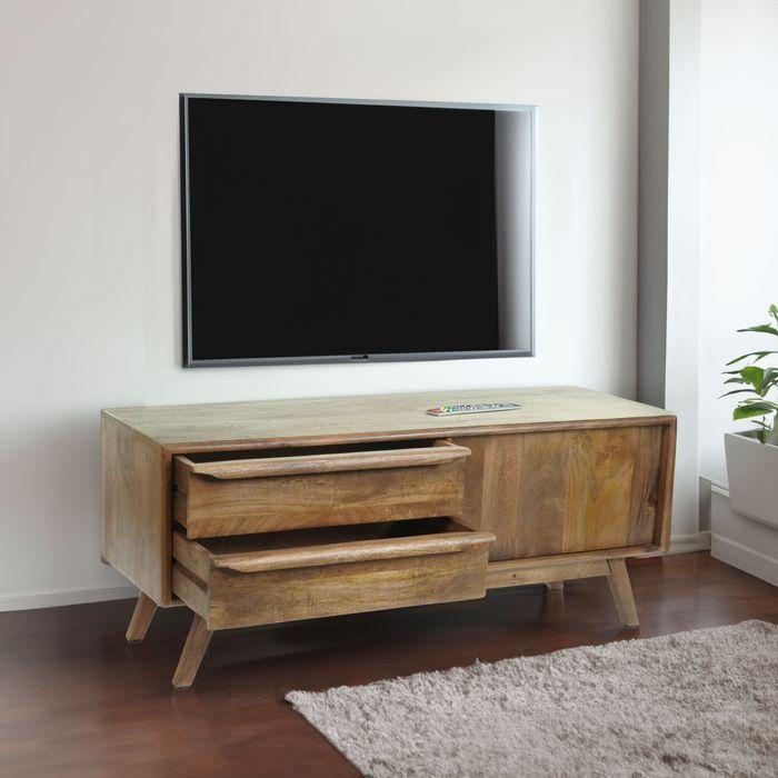 Produktbild Mendler TV-Rack HWC-L96, Massiv-Holz Mango 46x110x35cm