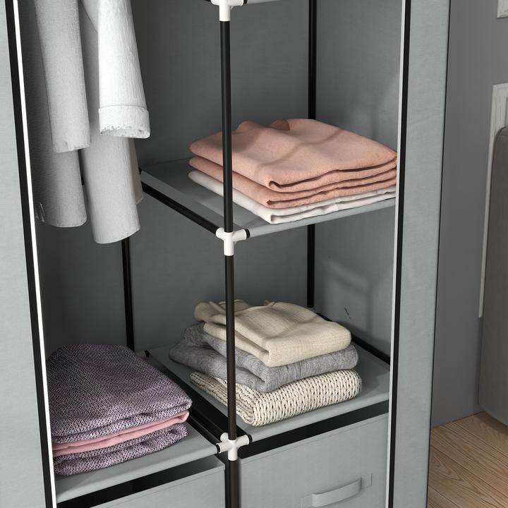 Image du produit Homcom Penderie en tissu avec portes zippées (83 x 42.5 x 162.5 cm)