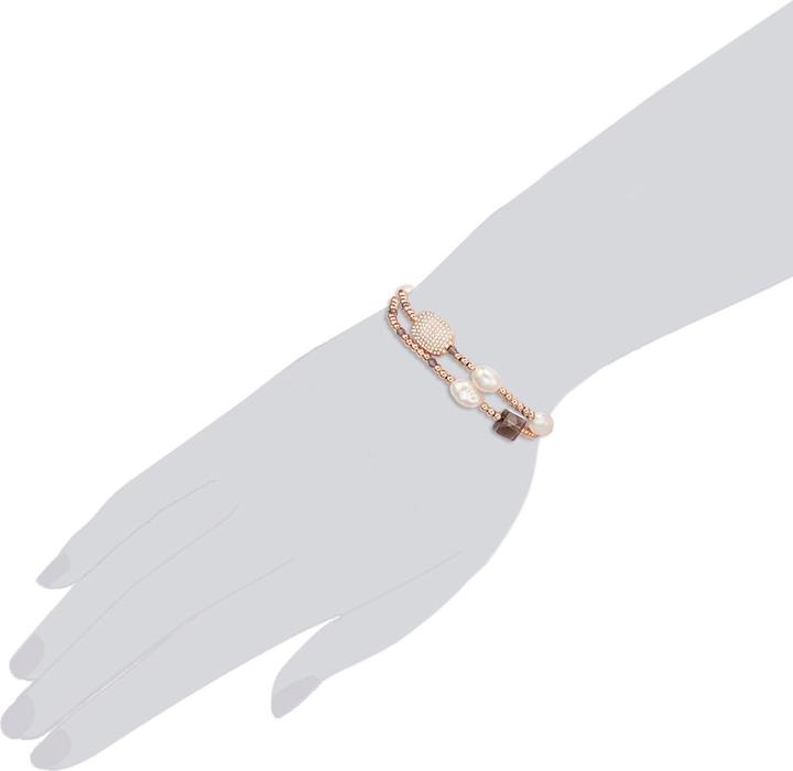Immagine prodotto Lulu & Jane Donna Metallo Lega Zirconia Perla d'acqua dolce coltivata Oro rosa 19,0 - 22,0 cm - 29403 (22 cm, Lega metallica)