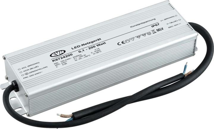 Actual product image EVN K6724200 LED power supply 24VDC 0,1-200W IP67