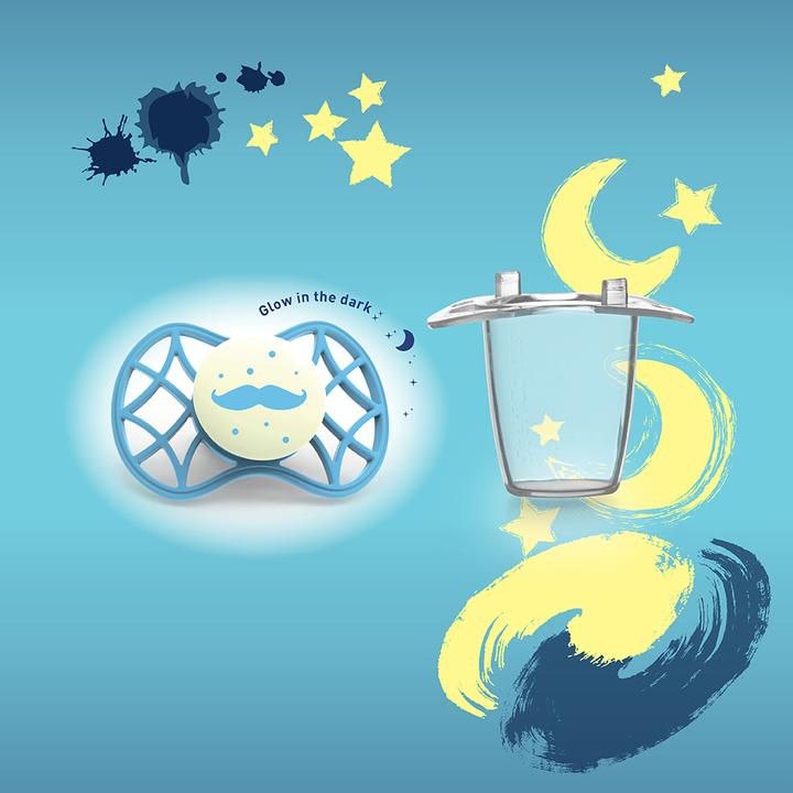 Produktbild Nuvita Air 55 Cool Schnuller 6M+ symmetrisch, Nacht, Leuchtende Dämmerung