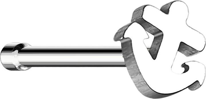 Star Piercing Nasenstecker gerade silber mit Anker (ohne Messing, Chirurgenstahl 316L)
