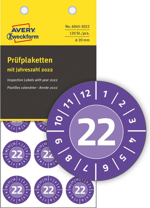 Actual product image Avery Dennison Purpose form test badges, 2022, NoPeel, violet, 20 mm peel-off proof, made of security foil, backlit