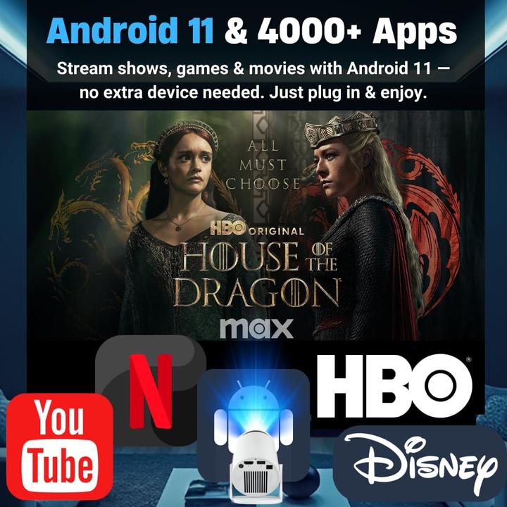 Produktbild Limoff 4K Mini Projektor mit Android 11 & Bluetooth 5.2 (160 lm)