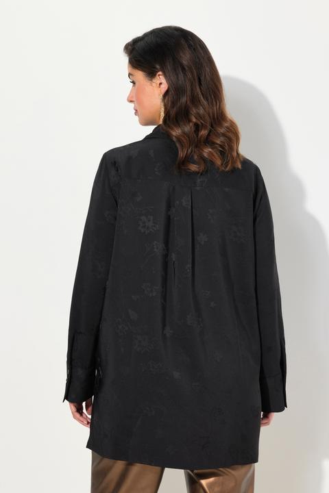 Produktbild Ulla Popken Longtunika, Satin, Struktur, V-Ausschnitt, Langarm (60)