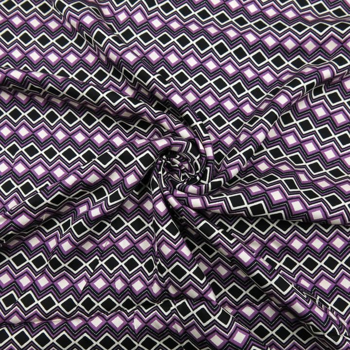 Produktbild Stoffrestposten Viskose Satin - Rautenmuster Violett